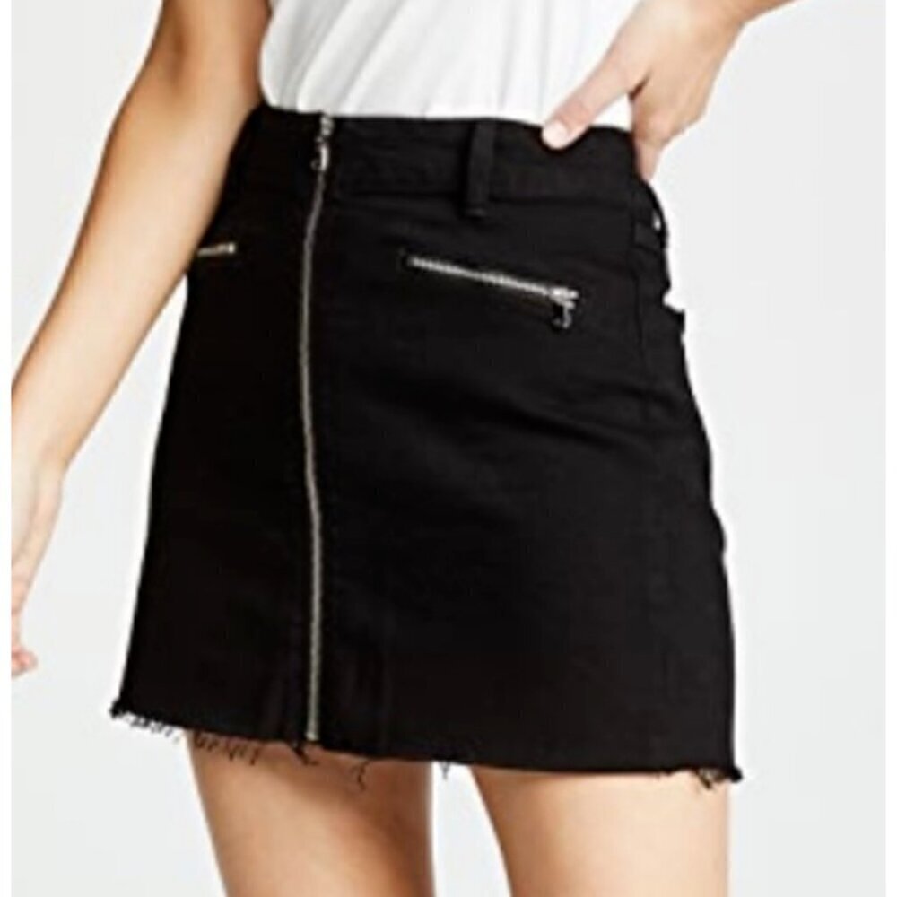 New J Brand Vanished Moto Denim Skirt Womens 26 Bonny Mid Rise Mini